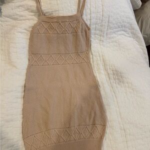 Elegant Tan Knit Dress